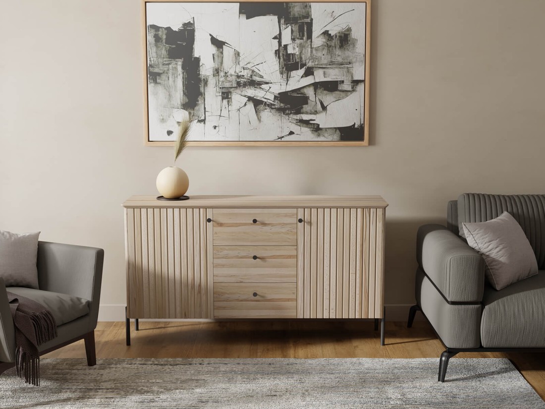 Bükkfa komód Lamelo 3S2D Natúr bükk