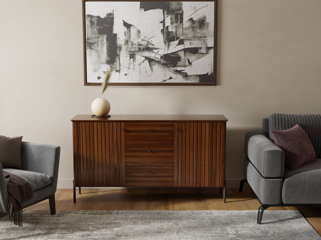 Bükkfa komód Lamelo 3S2D Diófa