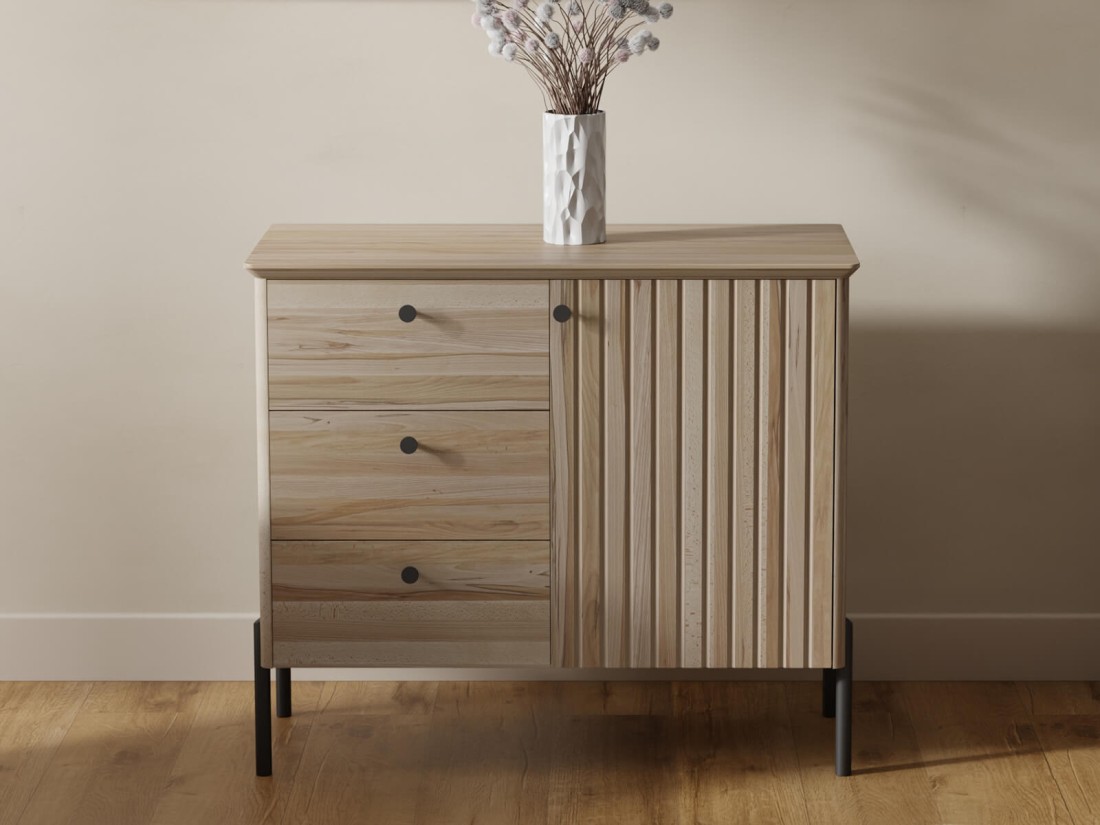 Bükkfa komód Lamelo szélesség 93 cm Natúr bükk