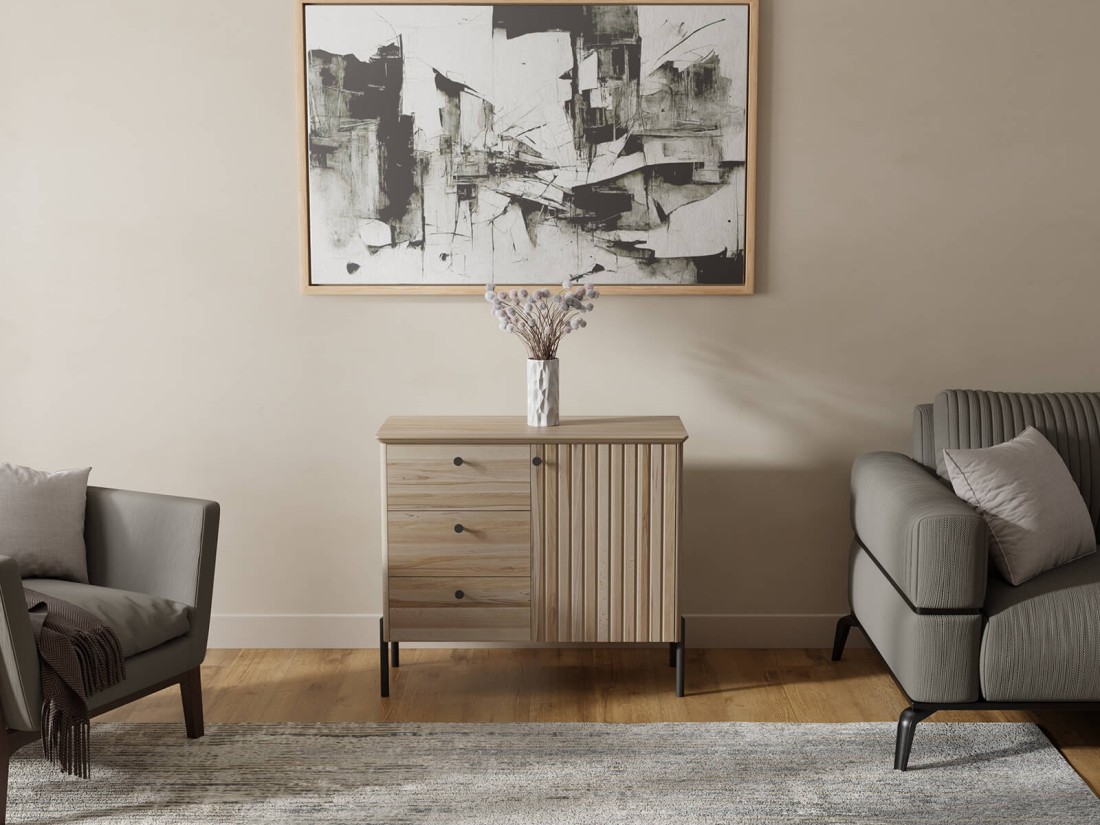 Bükkfa komód Lamelo szélesség 93 cm Natúr bükk