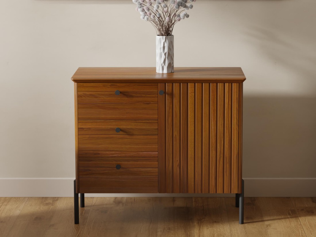 Bükkfa komód Lamelo szélesség 93 cm Rusztikus tölgy