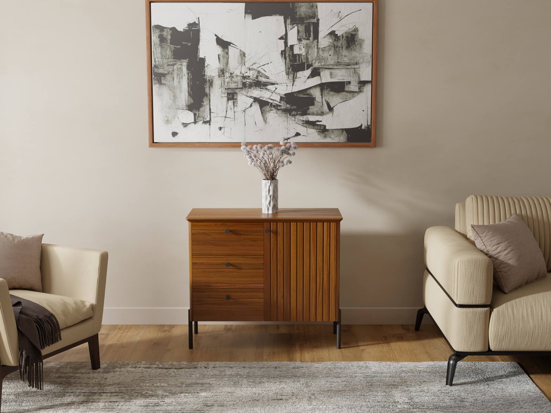 Bükkfa komód Lamelo szélesség 93 cm Rusztikus tölgy