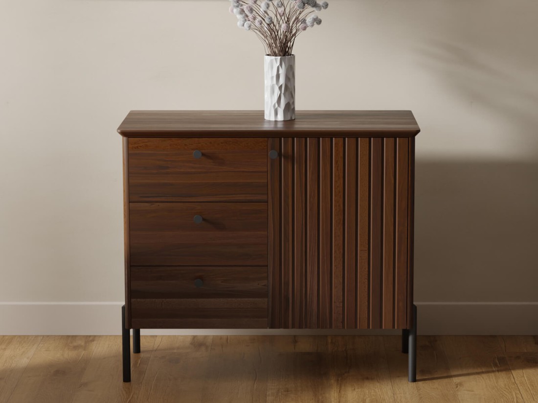 Bükkfa komód Lamelo szélesség 93 cm Diófa