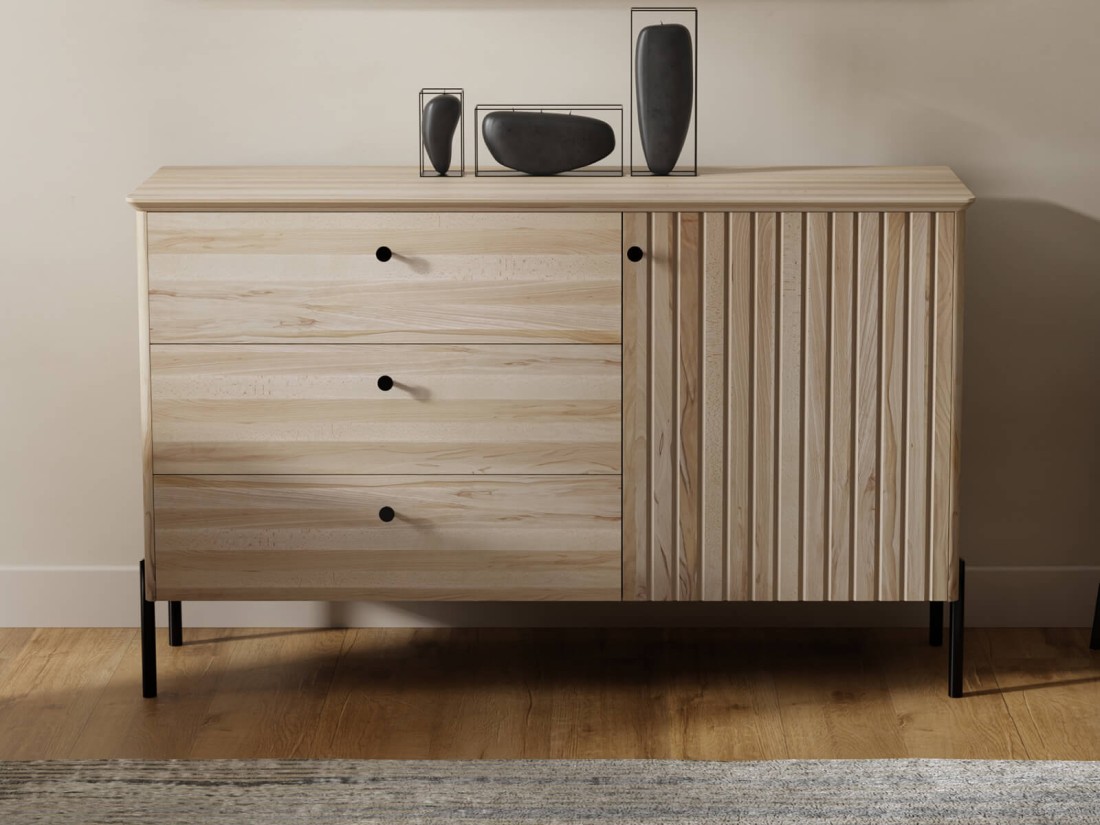 Bükkfa komód Lamelo szélesség 143 cm Natúr bükk