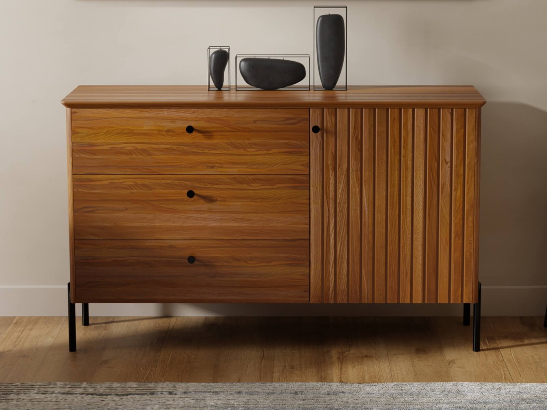 Bükkfa komód Lamelo szélesség 143 cm Rusztikus tölgy