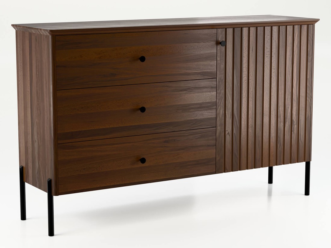 Bükkfa komód Lamelo szélesség 143 cm Diófa