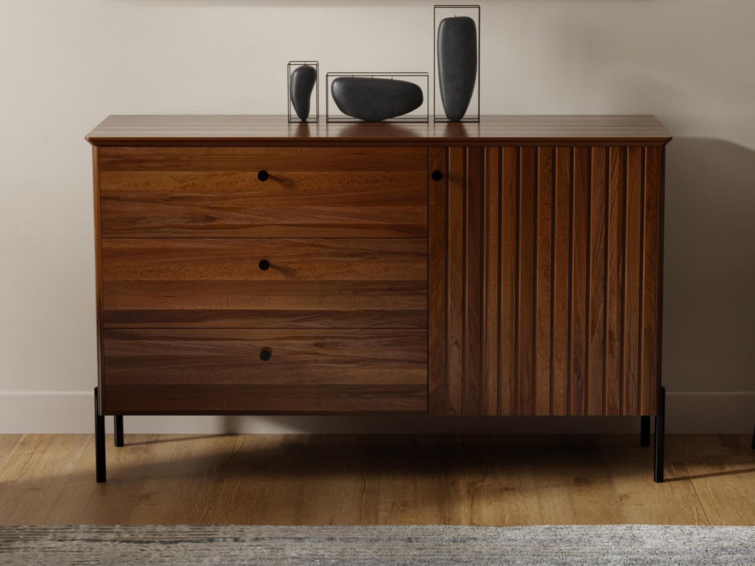 Bükkfa komód Lamelo szélesség 143 cm Diófa