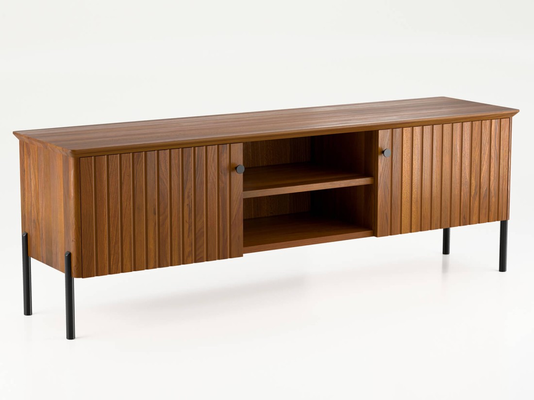 TV szekrény bükkfá Lamelo, szélesség 158 cm, Rusztikus tölgy