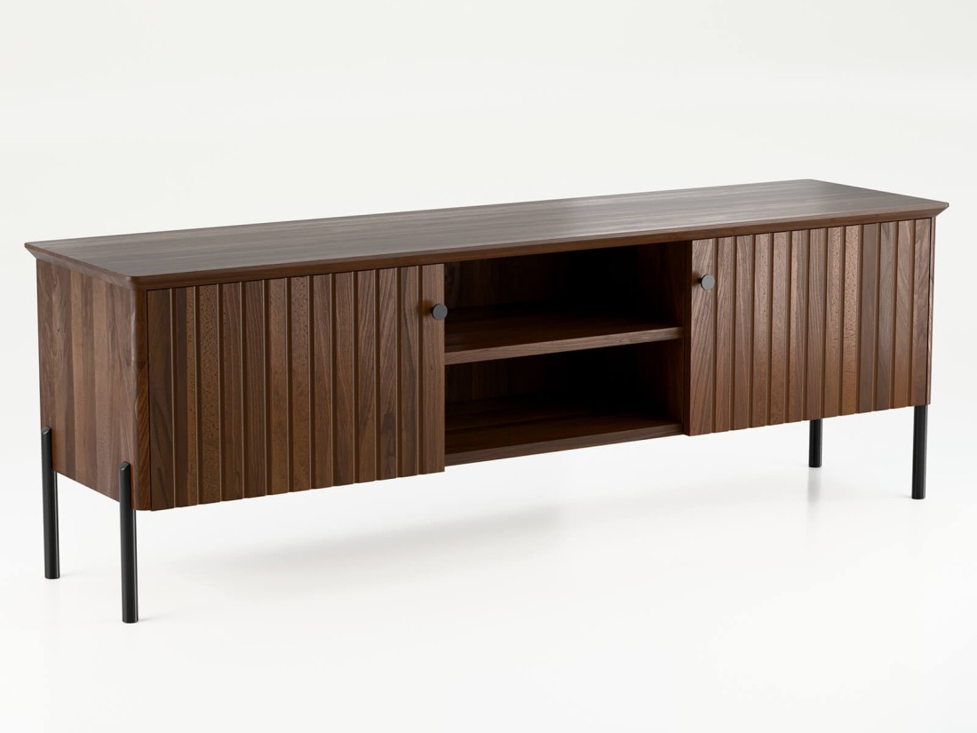 TV szekrény bükkfá Lamelo, szélesség 158 cm, Diófa