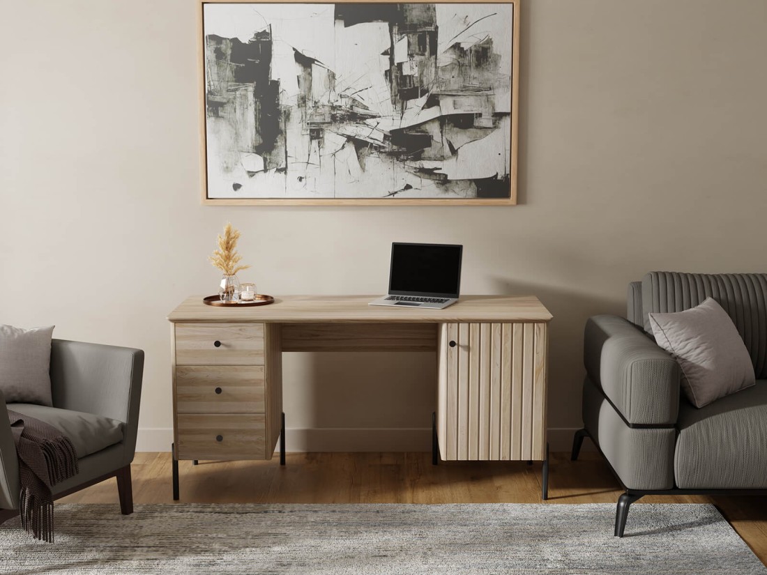 Fa íróasztal bükkfából Lamelo, Bükk natúr