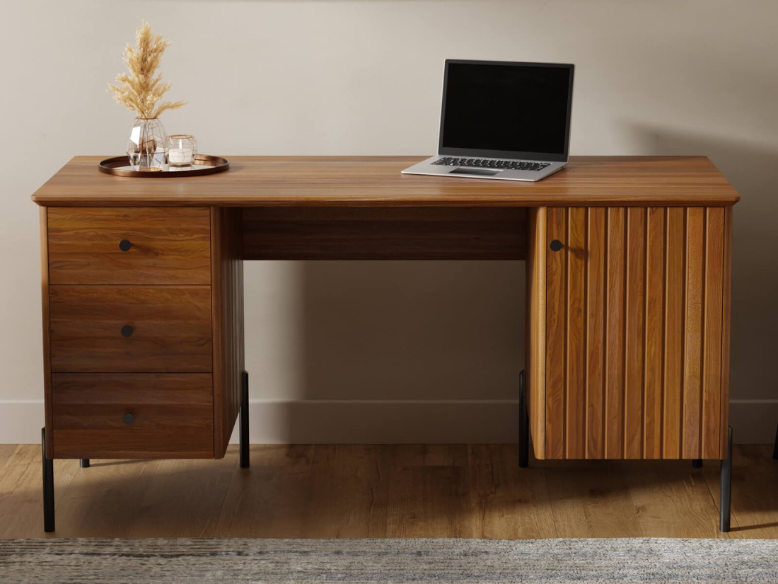 Fa íróasztal bükkfából Lamelo, Rusztikus tölgy