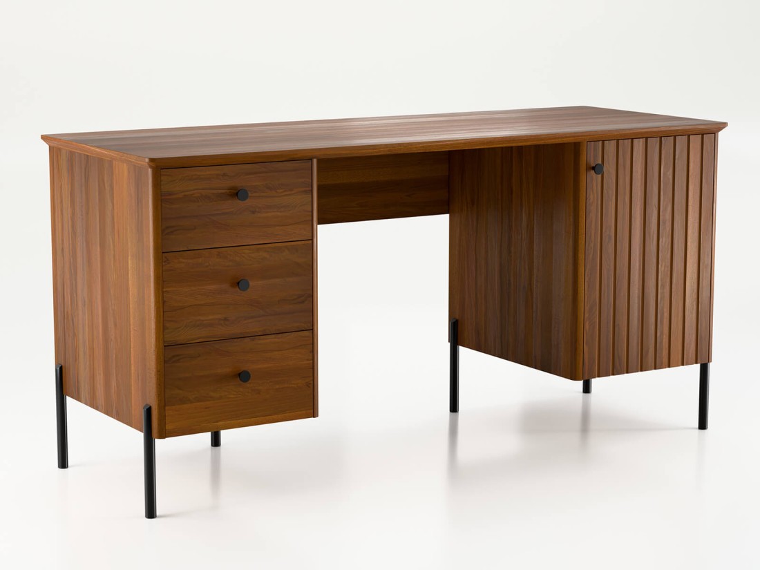 Fa íróasztal bükkfából Lamelo, Rusztikus tölgy