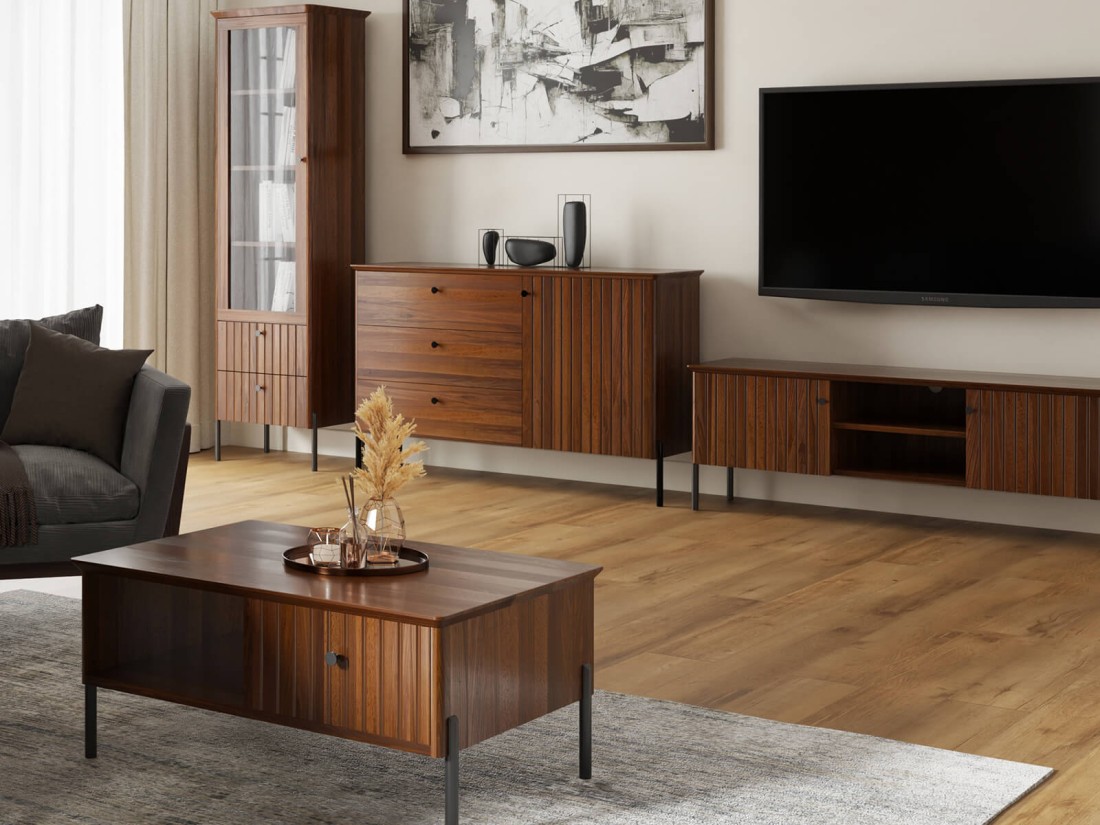 Bükkfa dohányzóasztal Lamelo, Diófa