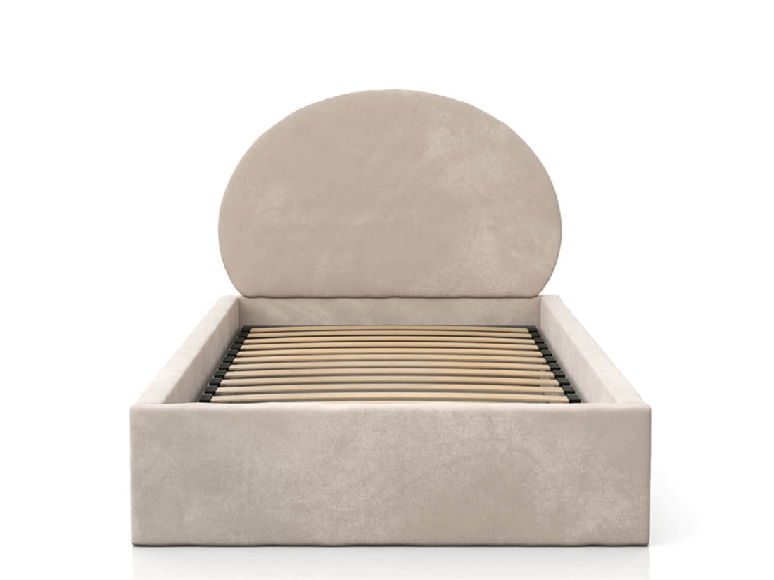 Kárpitozott gyerekágy 90x200 as konténerrel és kerettel, bézs színű Velvet Kids Line 2 Nyúl