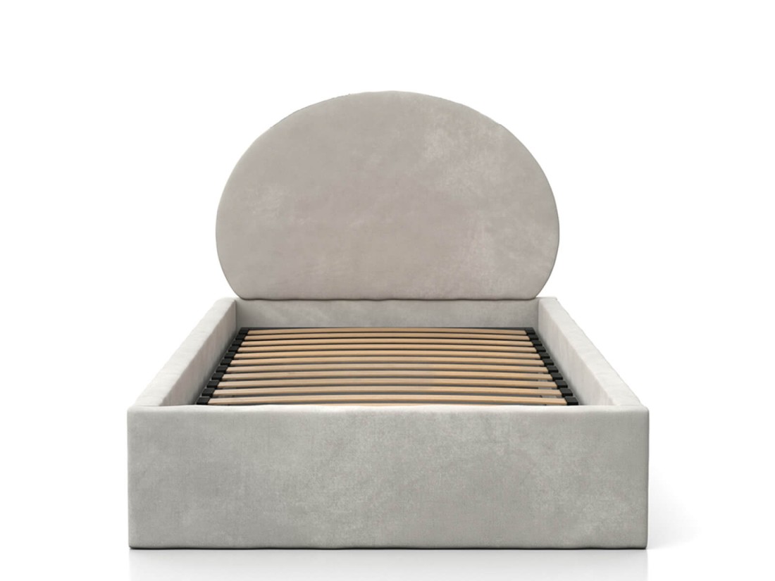 Kárpitozott gyerekágy 90x200 as konténerrel és kerettel, szürke színű Velvet Kids Line 2 Nyúl