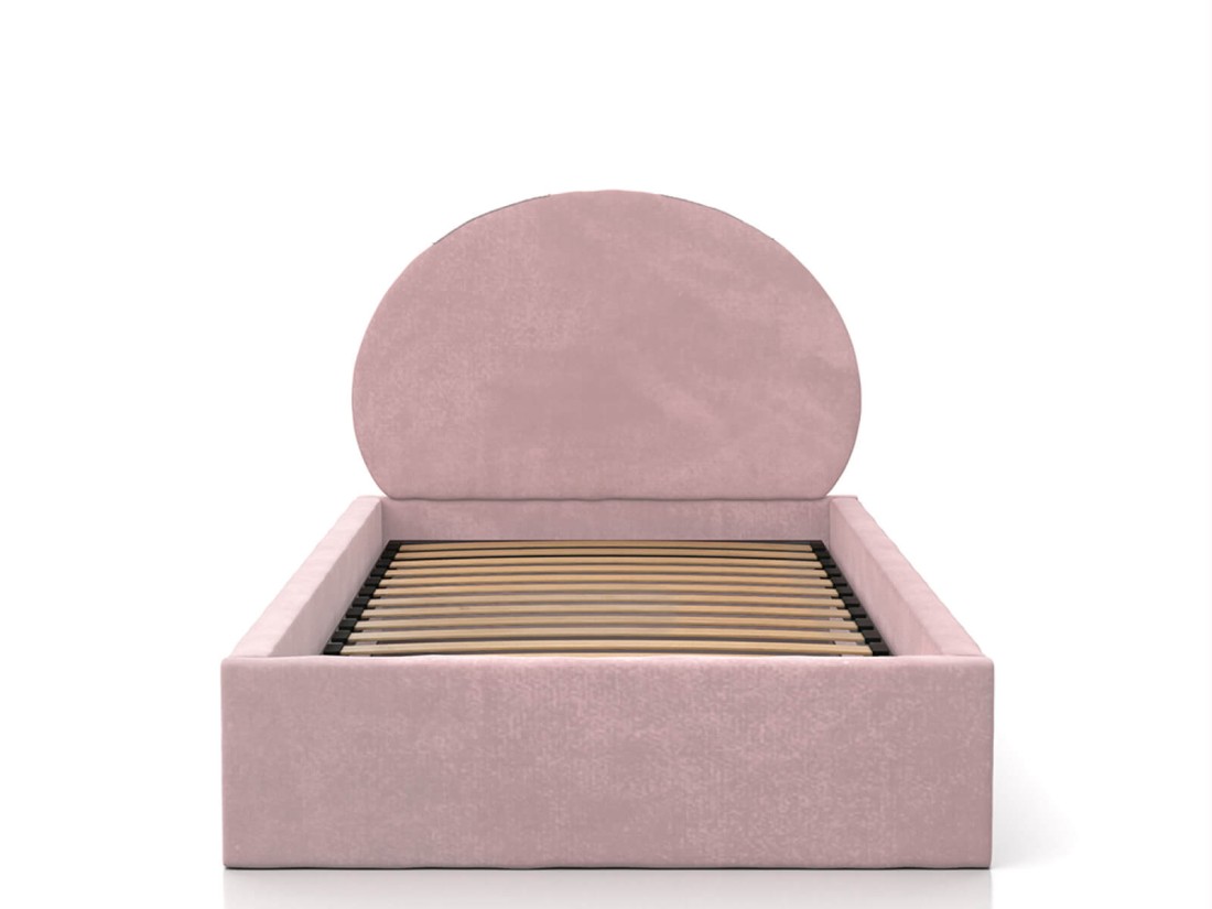 Kárpitozott gyerekágy 90x200 as konténerrel és kerettel, rózsaszín színű Velvet Kids Line 2 Nyúl