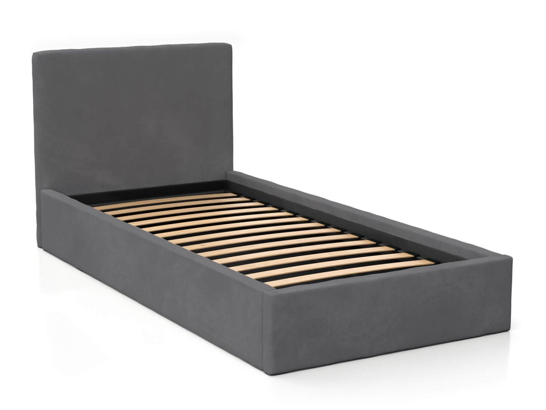 Kárpitozott gyerekágy 90x200 as konténerrel és kerettel, grafit színű Velvet Kids Line 4