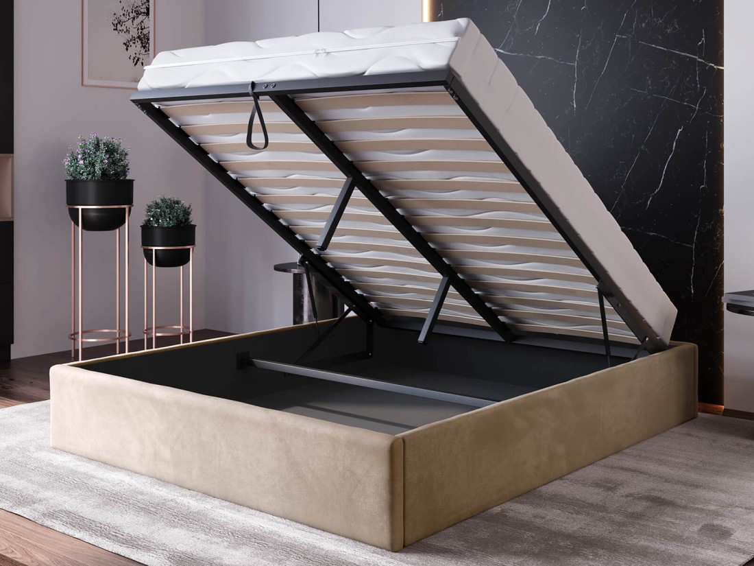 Kárpitozott ágy tárolóhellyel 180x200 fejtámla nélkül  BOX Line Barna Velvet