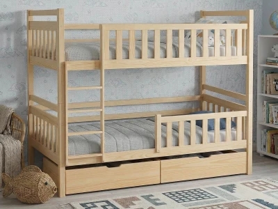 Fából készült emeletes ágy fiókokkal 90x200cm P4S fenyő
