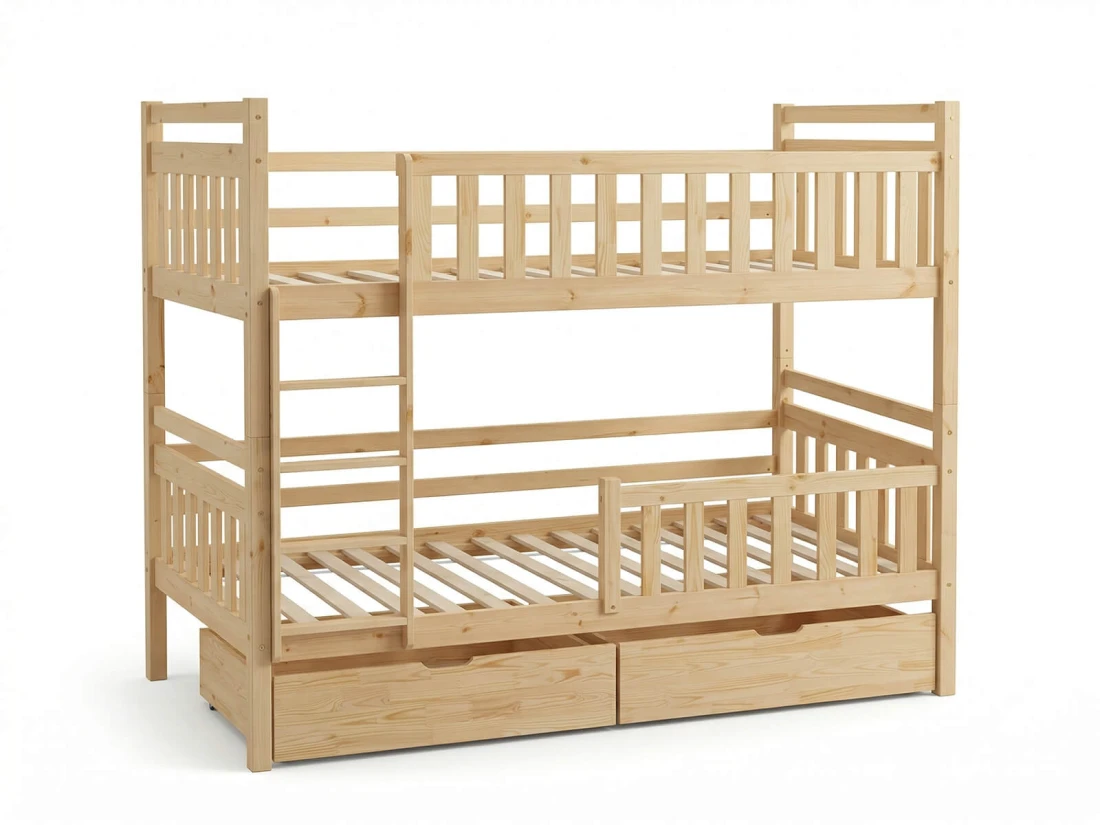Fából készült emeletes ágy fiókokkal 90x200cm P4S fenyő