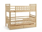 Fából készült emeletes ágy fiókokkal 90x200cm P4S fenyő