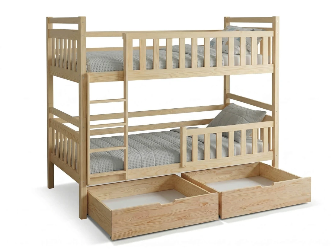 Fából készült emeletes ágy fiókokkal 90x200cm P4S fenyő