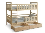 Fából készült emeletes ágy fiókokkal 90x200cm P4S fenyő