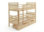 Fából készült emeletes ágy fiókokkal 90x200cm P4S fenyő