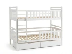 Fából készült emeletes ágy fiókokkal 90x200cm P4S fehér