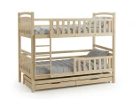 Fából készült emeletes ágy 3 fő részére fiókokkal 90x200 P3S fenyő
