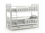 Fából készült emeletes ágy 3 fő részére fiókokkal 90x200 P3S fehér