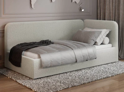 Kárpitozott egyszemélyes kanapé 90x200, konténerrel és vázzal,  Colet 24 Bézs Leo