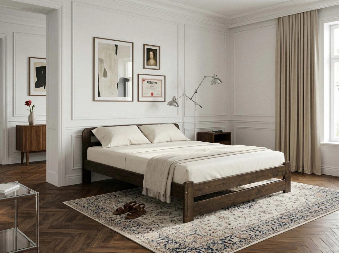 Fenyő ágy 140x200 Sasa dió