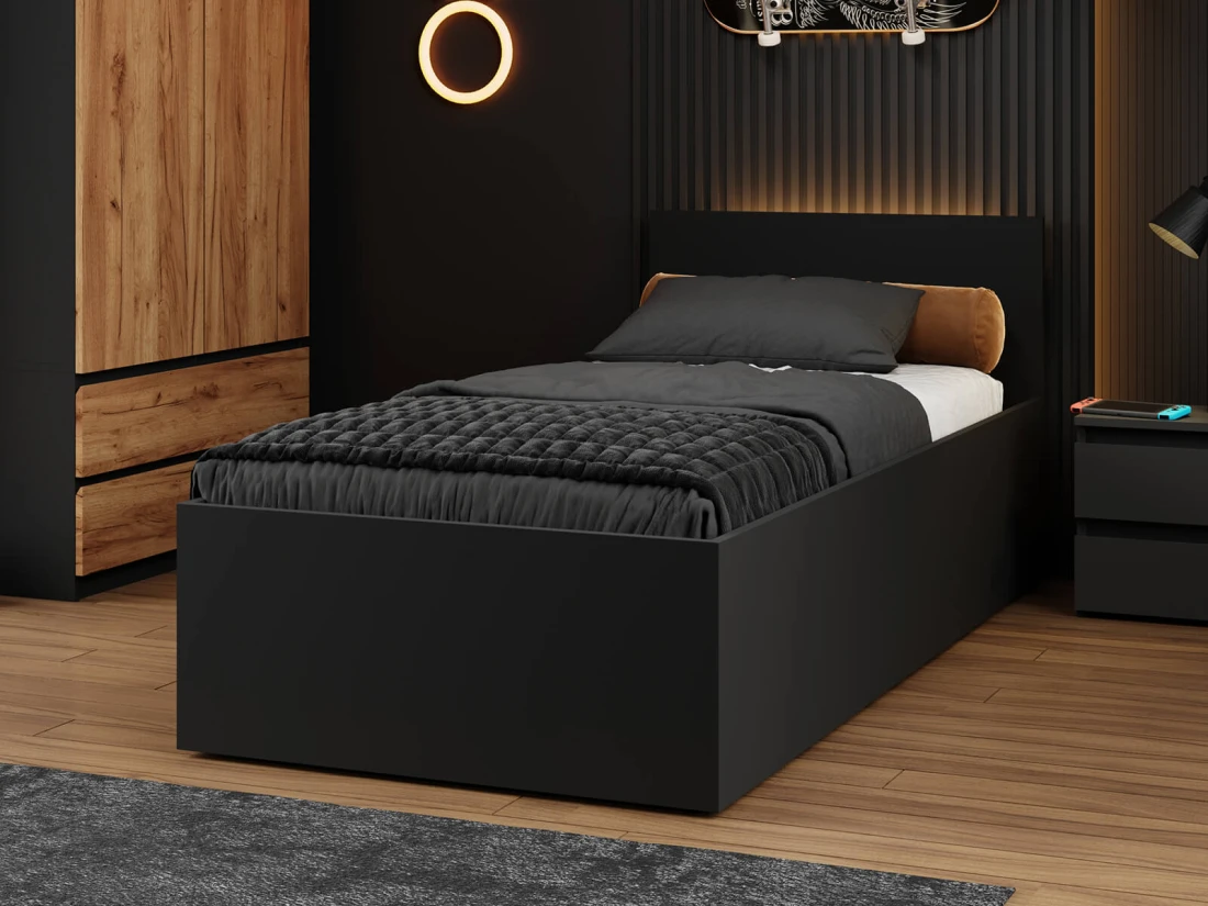 Ágy 90x200 emelhető fémkerettel és tárolórekesszel DM1 fekete