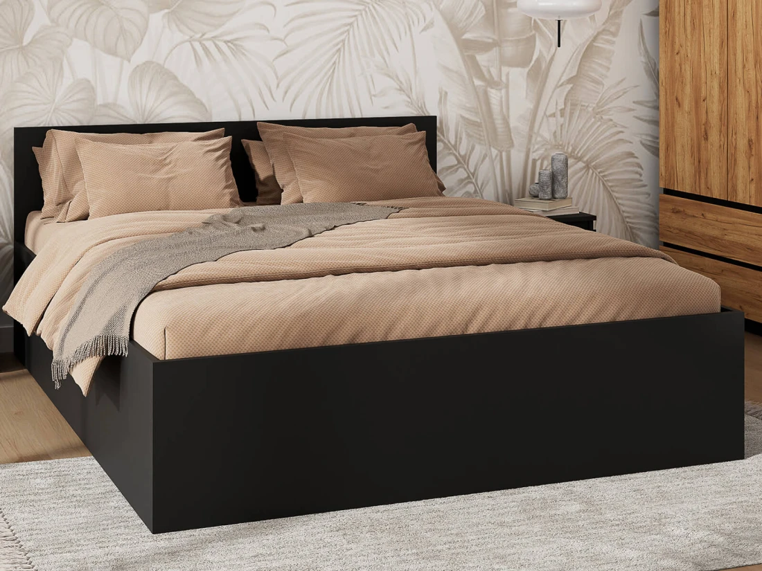 Ágy 120x200 emelhető fémkerettel és tárolórekesszel DM1 fekete