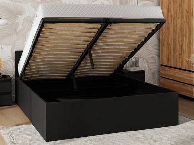 Ágy 120x200 emelhető fémkerettel és tárolórekesszel DM1 fekete