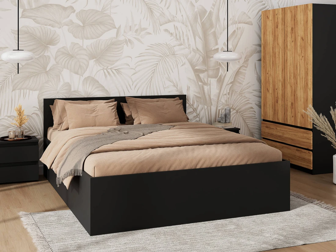 Ágy 180x200 emelhető fémkerettel és tárolórekesszel DM1 fekete