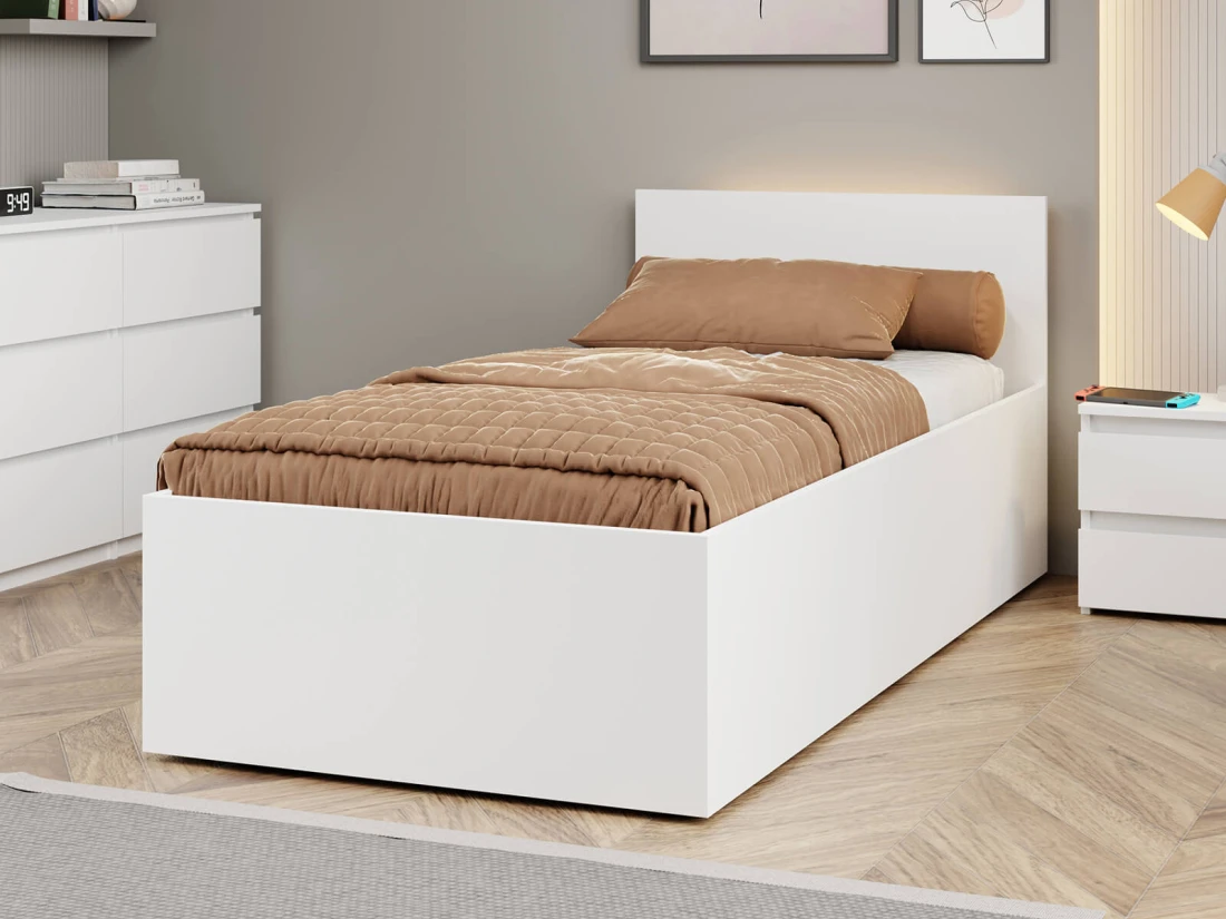Ágy 90x200 emelhető fémkerettel és tárolórekesszel DM1 fehér
