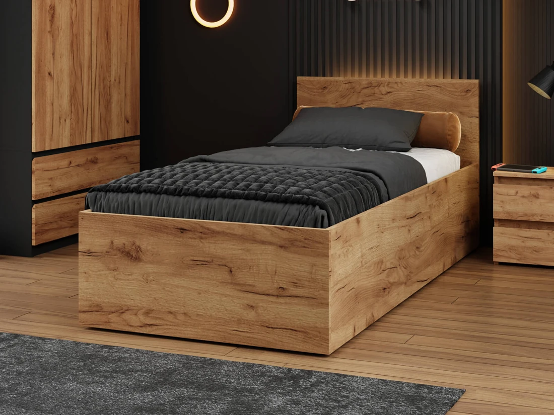 Ágy 90x200 emelhető fémkerettel és tárolórekesszel DM1 tölgy craft