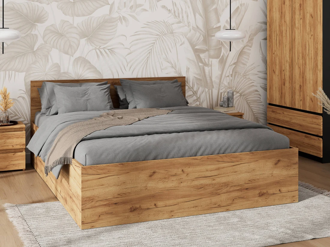 Ágy 180x200 emelhető fémkerettel és tárolórekesszel DM1 tölgy craft