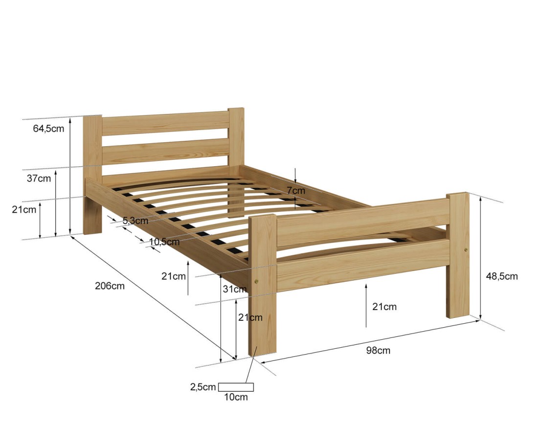 Fa ágy 90x200cm Kenta VitBed dió + matrac 90x200cm Kassandra