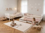 Fából készült emeletes ágy 3 fő részére fiókokkal 90x200 P3S fehér