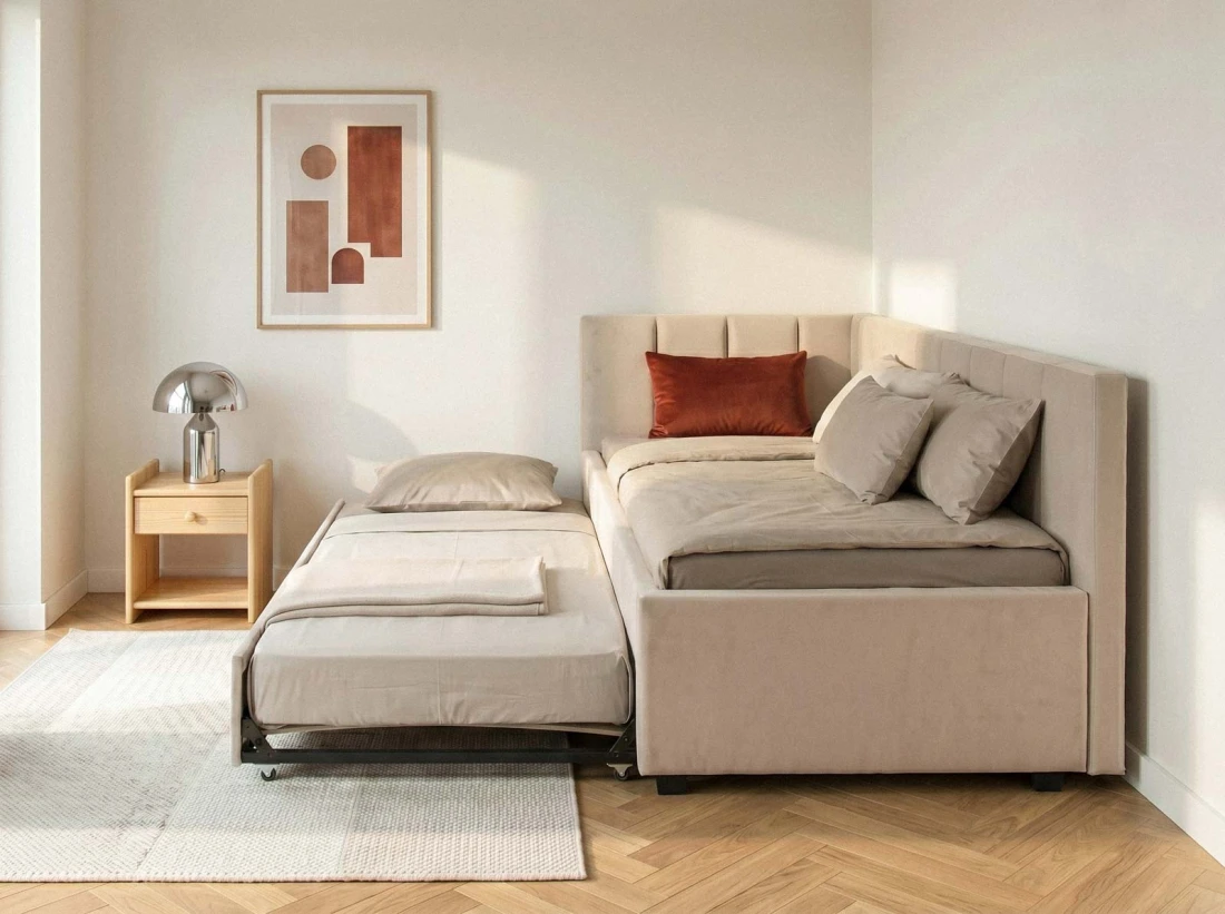 Kárpitozott kihúzható kétszemélyes kanapéágy 90x200 cm Dan Soro 21