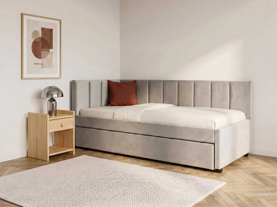 Kárpitozott kihúzható kétszemélyes kanapéágy 90x200 cm Dan Bluvel 03