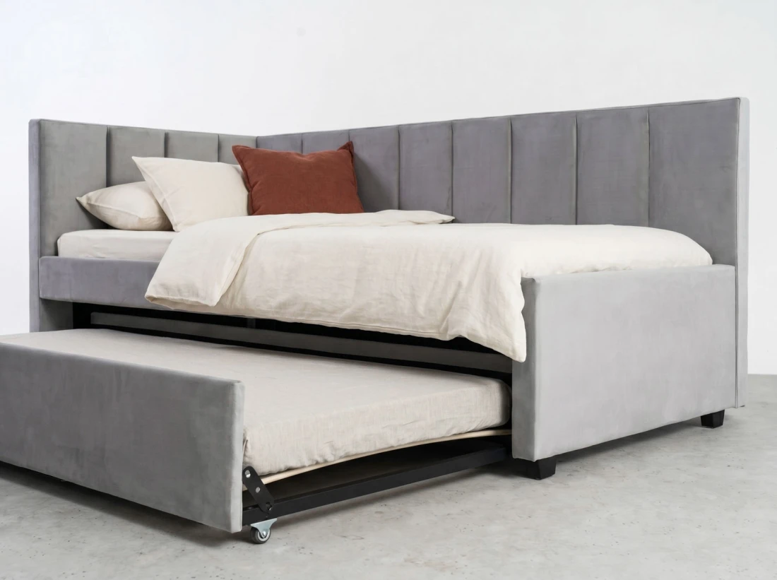 Kárpitozott kihúzható kétszemélyes kanapéágy 90x200 cm Dan Bluvel 03
