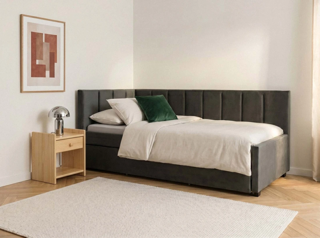 Kárpitozott kihúzható kétszemélyes kanapéágy 90x200 cm Dan Bluvel 18