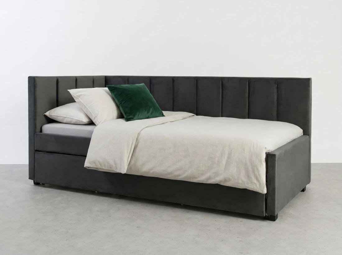 Kárpitozott kihúzható kétszemélyes kanapéágy 90x200 cm Dan Bluvel 18