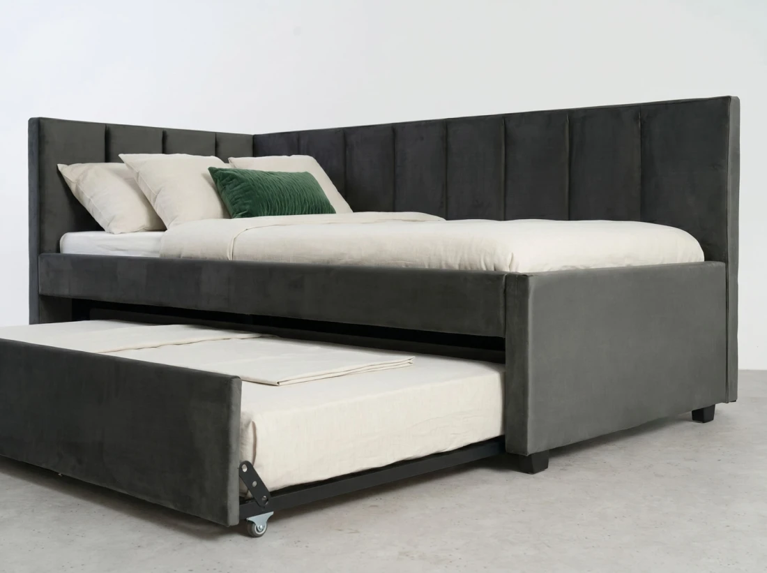 Kárpitozott kihúzható kétszemélyes kanapéágy 90x200 cm Dan Bluvel 18