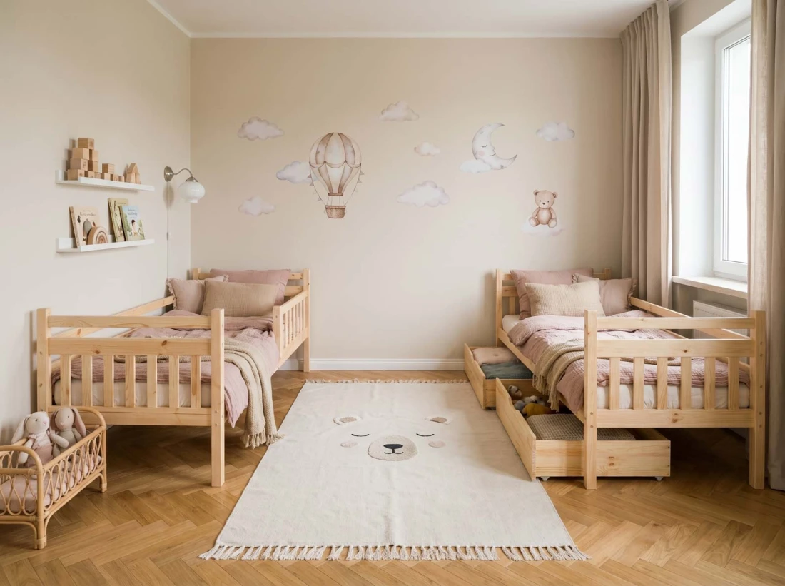 Fából készült emeletes ágy fiókokkal 90x200cm P4S fenyő