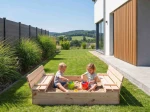 Fa homokozó fedéllel 120×120 cm – kezeletlen